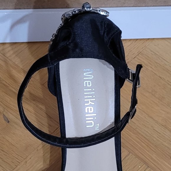 Ankle Strap Open Toe High Heel Sandals, Rhinestones | Wedding Party & Evening - Picture 6 of 9